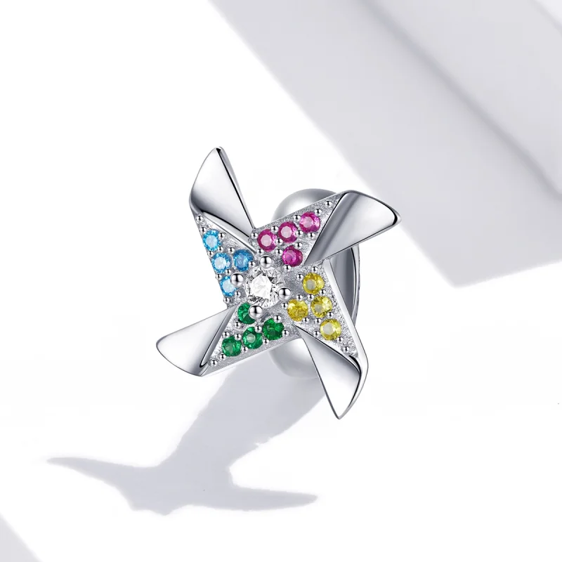 (image for) Pandora Style Colorful Windmill Charm - SCC1766 - View 2