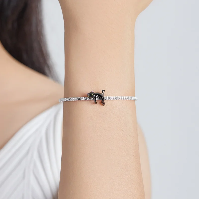 (image for) Pandora Style Cute Black Cat Charm - BSC520 - View 5