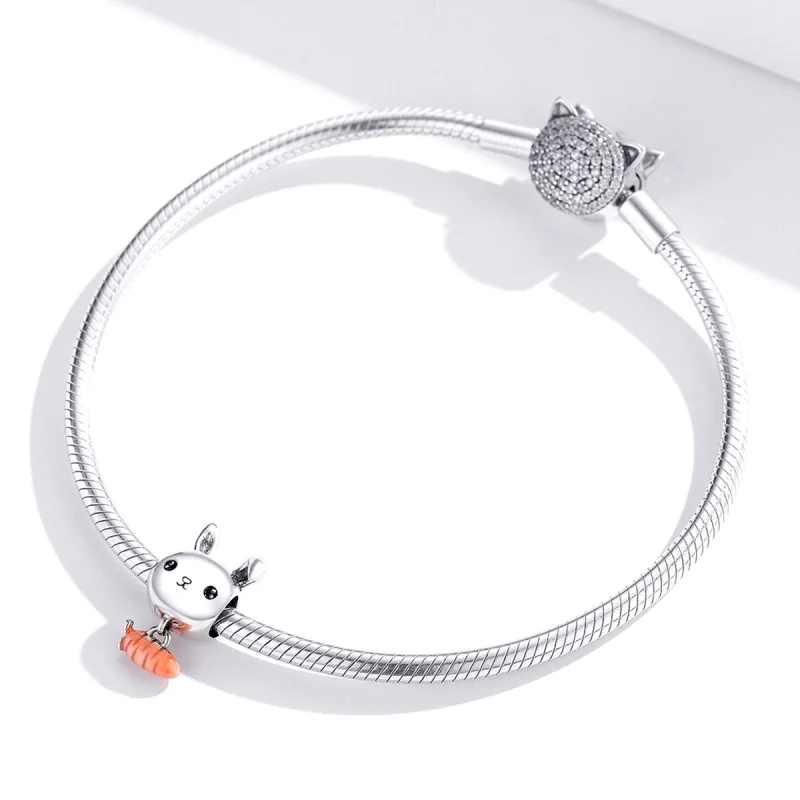 (image for) Pandora Style Cute Rabbit Carrot Charm - BSC272 - View 3