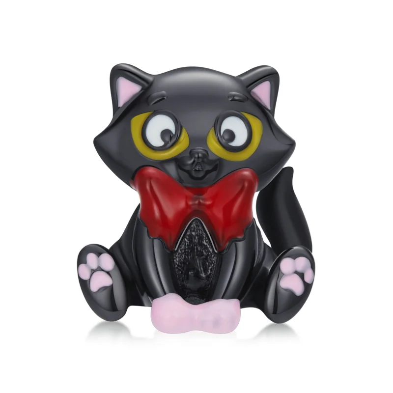 (image for) Pandora Style Elegant Black Cat Charm - SCC2031 - Product Image