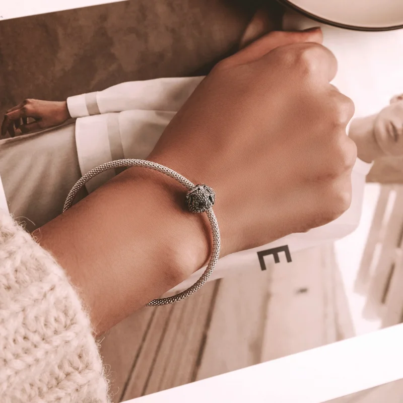 (image for) Pandora Style Embossed Flowers Charm - SCC2097 - View 5