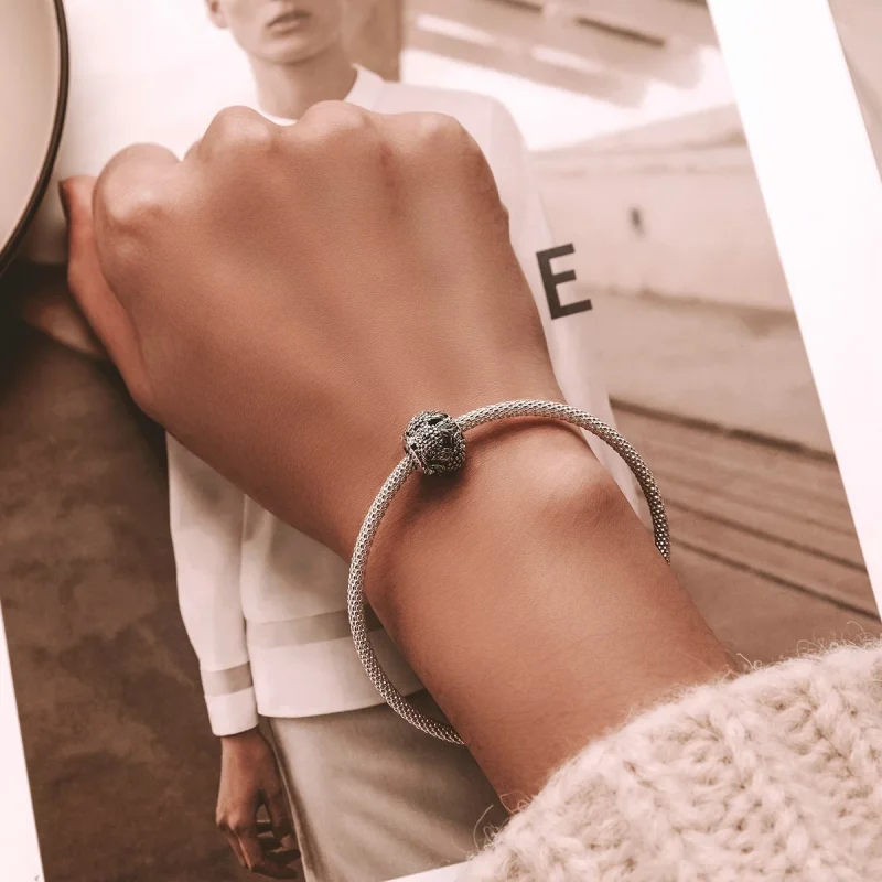 (image for) Pandora Style Embossed Flowers Charm - SCC2097 - View 6