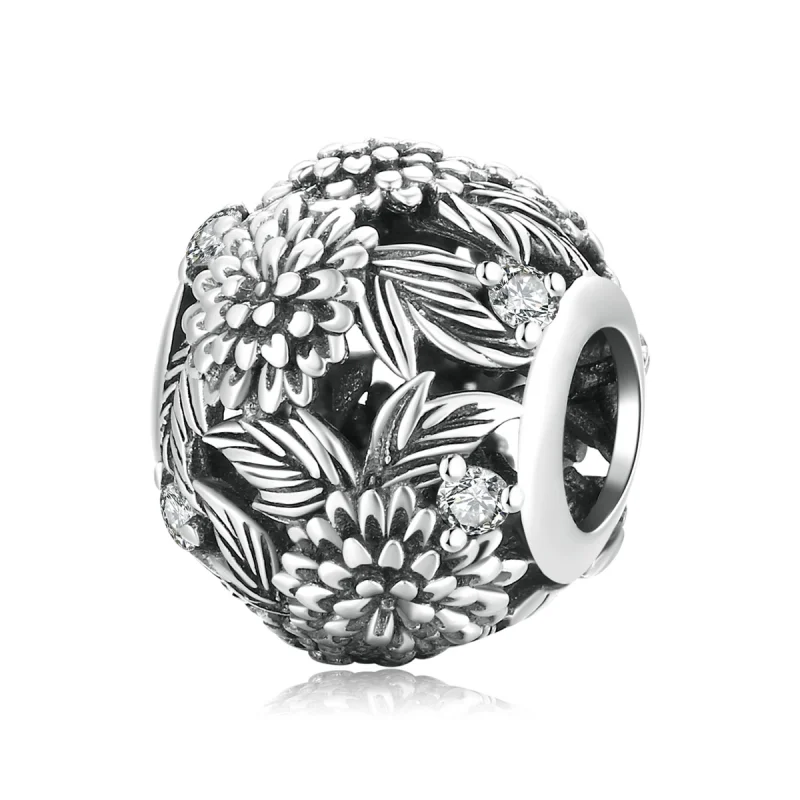 (image for) Pandora Style Embossed Flowers Charm - SCC2097 - Product Image