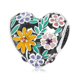 Pandora Style Flower Heart Charm - BSC590 Pandora Style Flower Heart Charm - BSC590