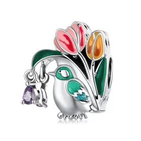 Pandora Style Flowers and Birds - Rain Charm - SCC2193 Pandora Style Flowers and Birds - Rain Charm - SCC2193