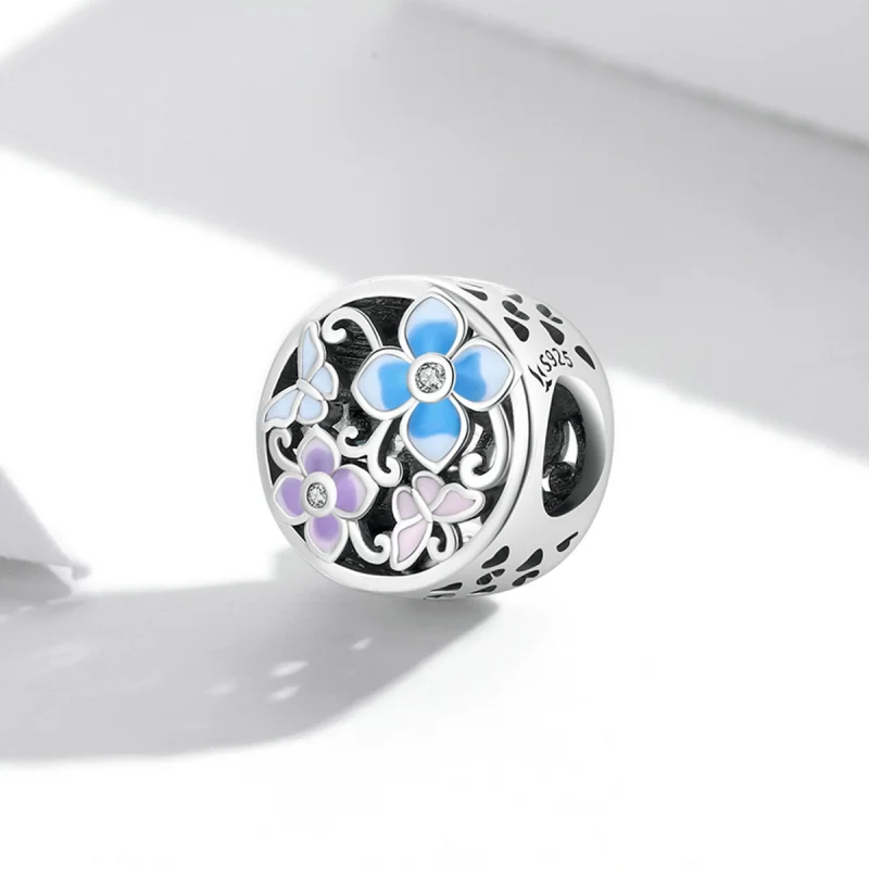 (image for) Pandora Style Flowers and Butterflies Charm - SCC2061 - View 2