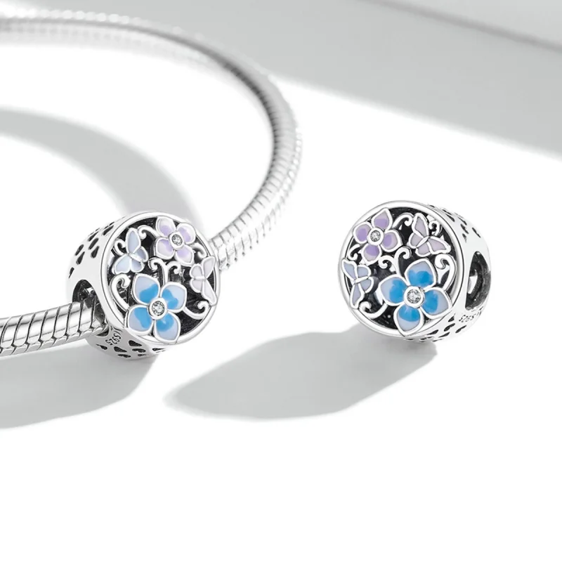(image for) Pandora Style Flowers and Butterflies Charm - SCC2061 - View 4