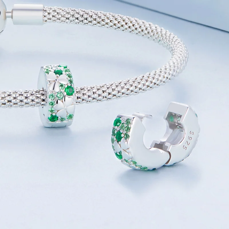 (image for) Pandora Style Four Leaf Clover Clip - BSC678 - View 4