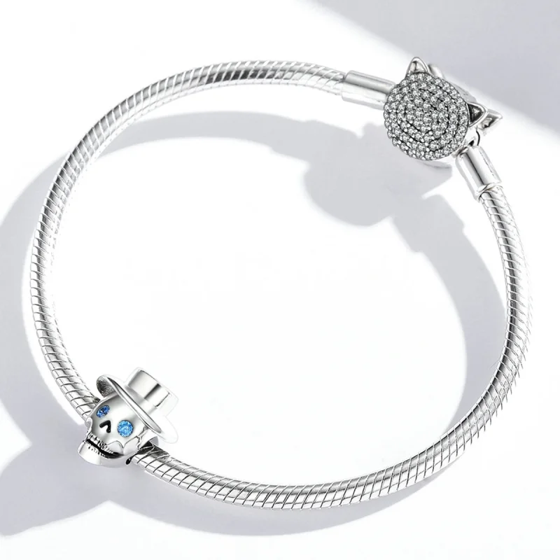 (image for) Pandora Style Gentleman Skull Charm - BSC525 - View 4