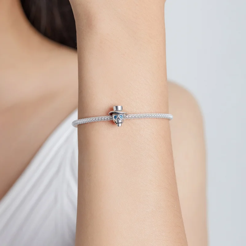 (image for) Pandora Style Gentleman Skull Charm - BSC525 - View 5