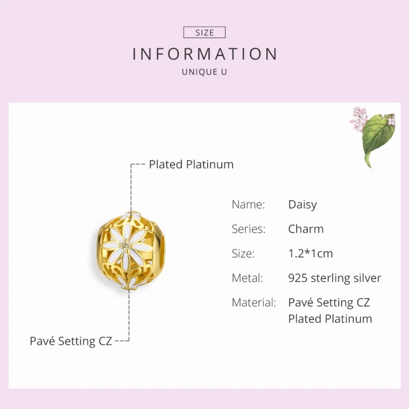 (image for) Pandora Style Gold-Plated Daisy Charm - SCC1216 - View 3