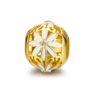 Pandora Style Gold-Plated Daisy Charm - SCC1216 Pandora Style Gold-Plated Daisy Charm - SCC1216