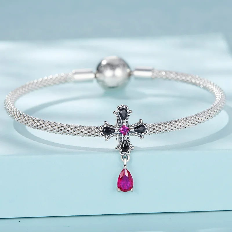 (image for) Pandora Style Gothic Cross Spacer Charm - SCC2381 - View 3