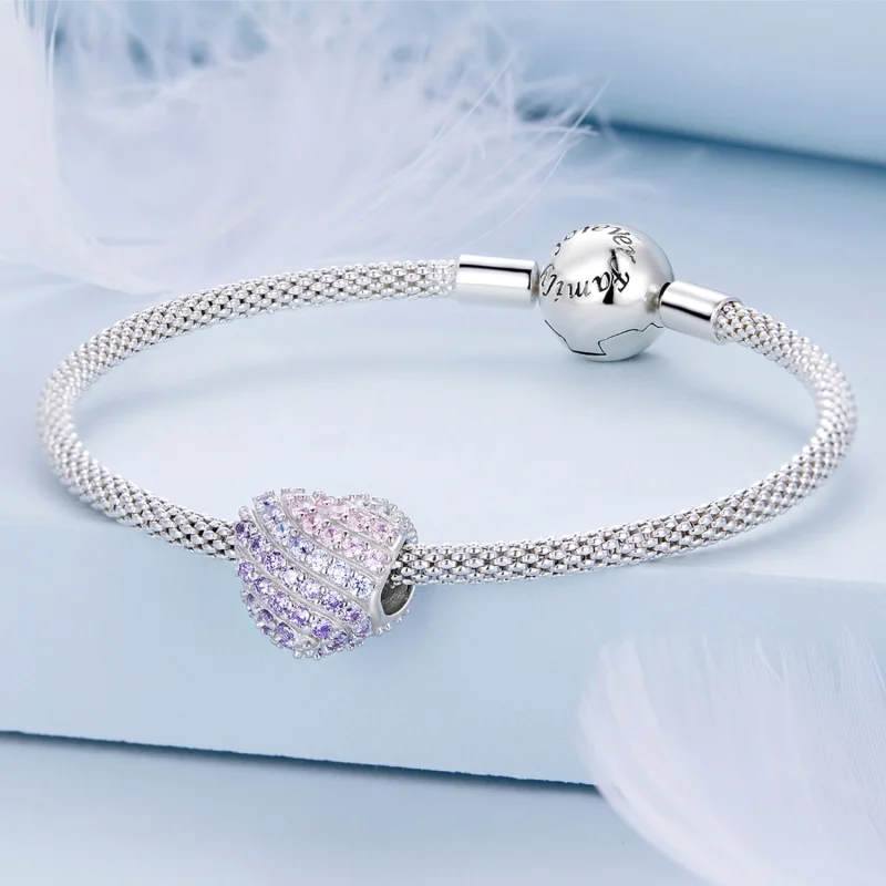 (image for) Pandora Style Gradient Heart Charm - BSC624 - View 4