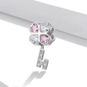 Pandora Style Heart Clover Key Charm - SCC2123 Pandora Style Heart Clover Key Charm - SCC2123