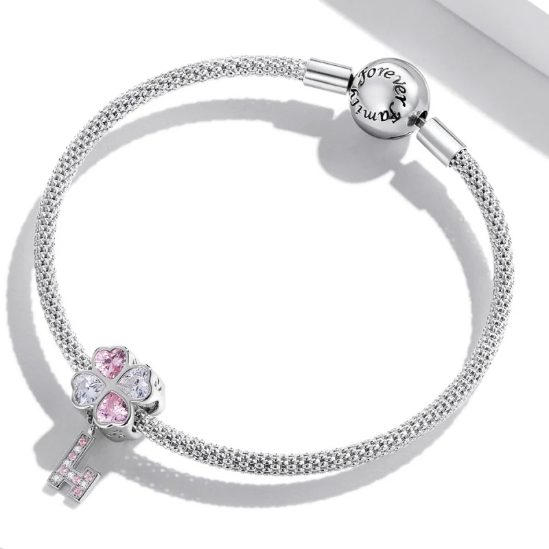 (image for) Pandora Style Heart Clover Key Charm - SCC2123 - View 3
