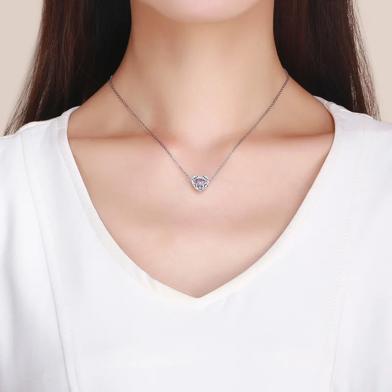 (image for) Pandora Style Heart Filigree Charm Bead in 925 Sterling Silver with Oxidized Zir - View 4