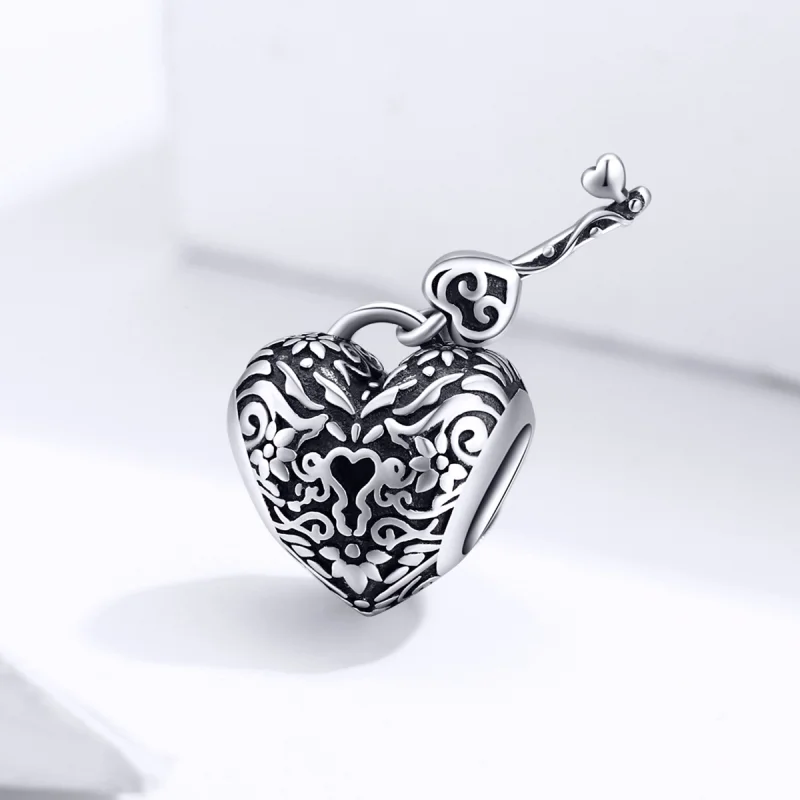 (image for) Pandora Style Heart Lock Charm - SCC1447 - View 2