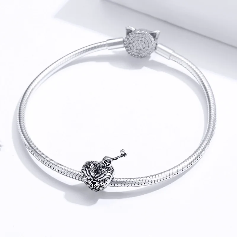 (image for) Pandora Style Heart Lock Charm - SCC1447 - View 3