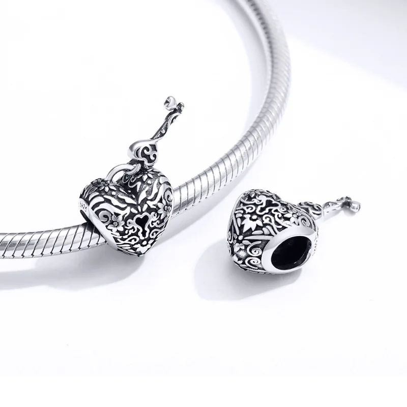 (image for) Pandora Style Heart Lock Charm - SCC1447 - View 4