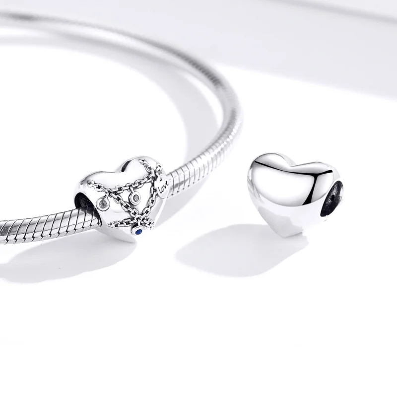 (image for) Pandora Style Heart Lock Charm - SCC1538 - View 2