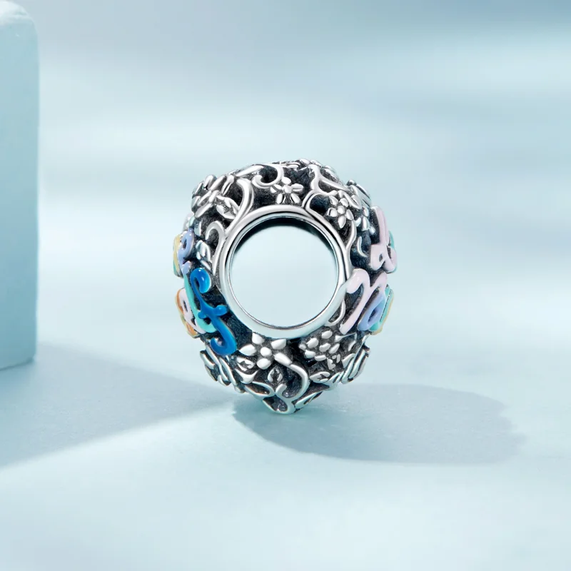 (image for) Pandora Style Heart Pattern Charm - SCC2354 - View 3