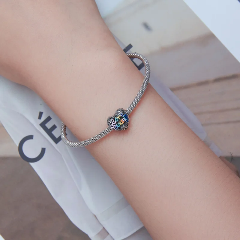 (image for) Pandora Style Heart Pattern Charm - SCC2354 - View 5