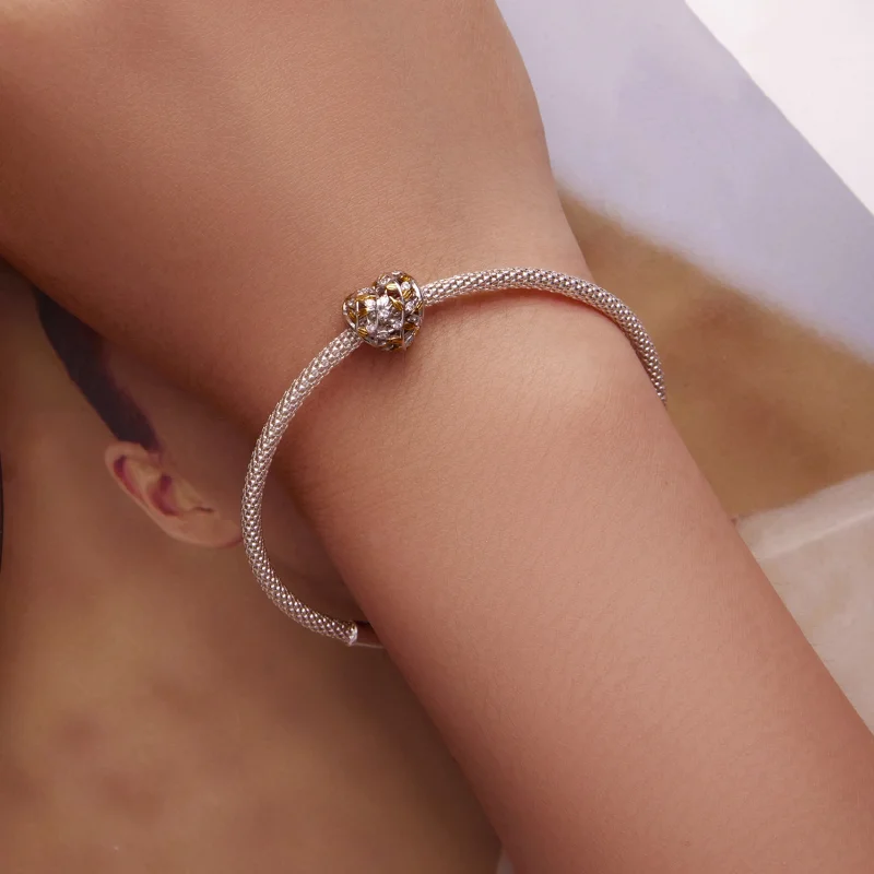 (image for) Pandora Style Heart Shaped Leaves Charm - BSC672 - View 5