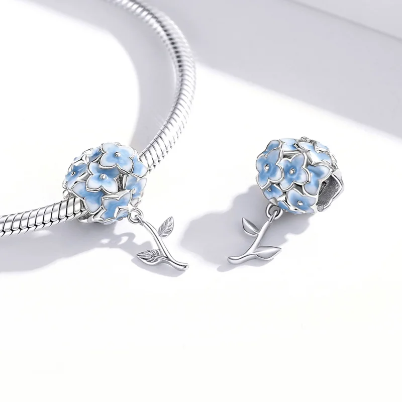 (image for) Pandora Style Hydrangea Charm - BSC392 - View 4