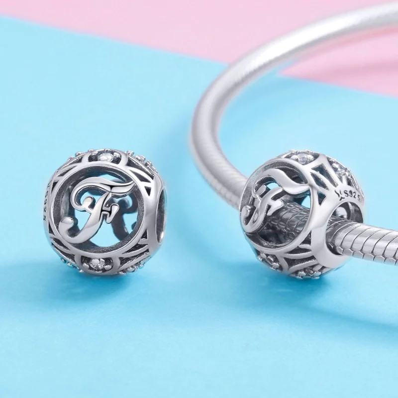 (image for) Pandora Style Letter-F Charm - SCC738-F - View 3