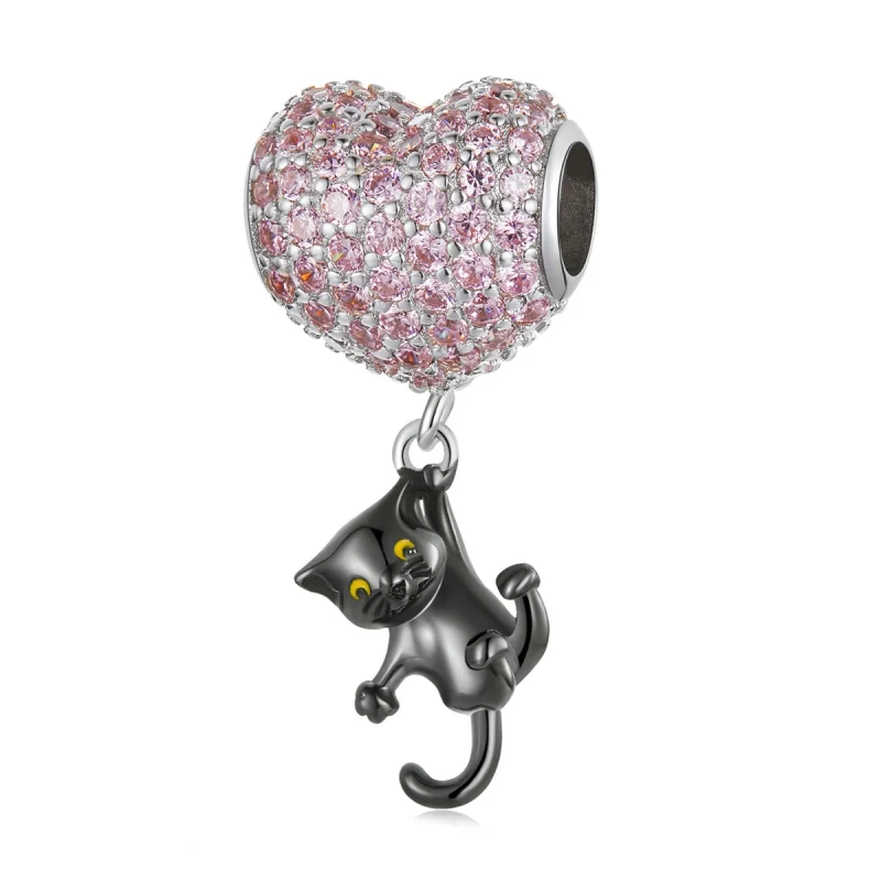 (image for) Pandora Style Love Balloon Black Cat Charm - SCC2115 - Product Image