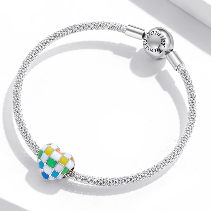 (image for) Pandora Style Love Rainbow Checkerboard Charm - SCC2131 - View 3