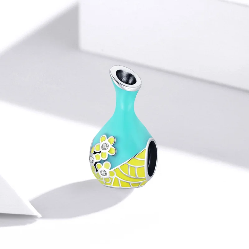 (image for) Pandora Style Mint Green Wine Bottle Charm - SCC1920 - View 2