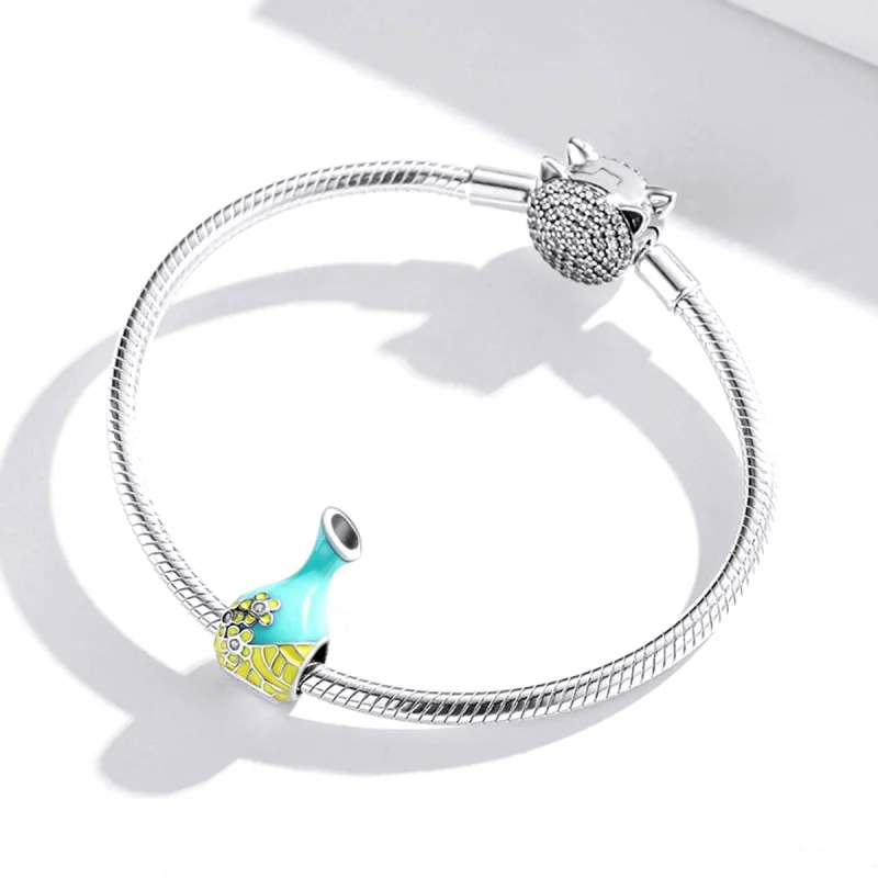 (image for) Pandora Style Mint Green Wine Bottle Charm - SCC1920 - View 3