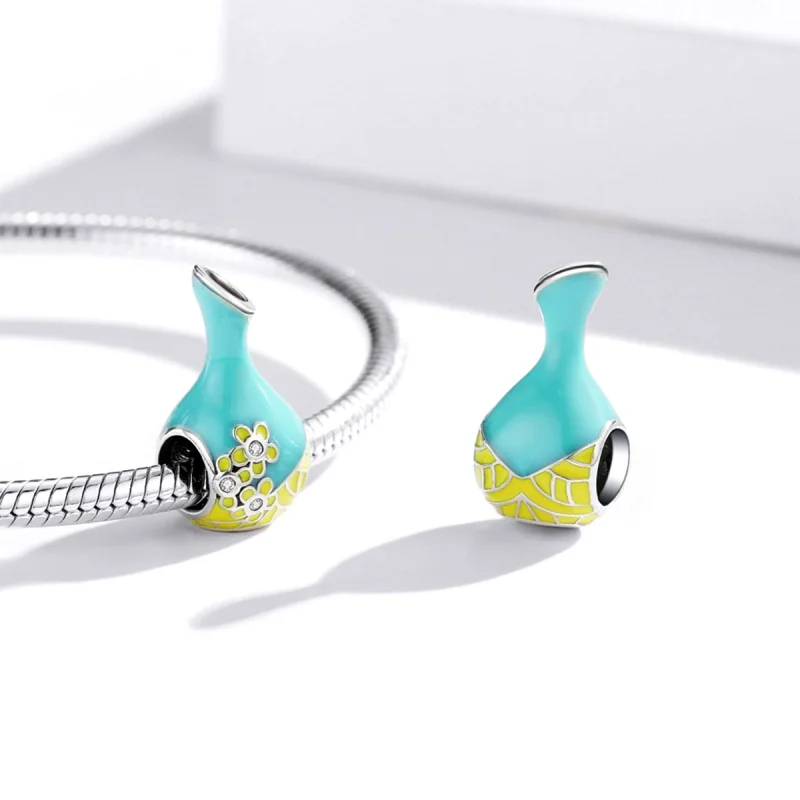 (image for) Pandora Style Mint Green Wine Bottle Charm - SCC1920 - View 4