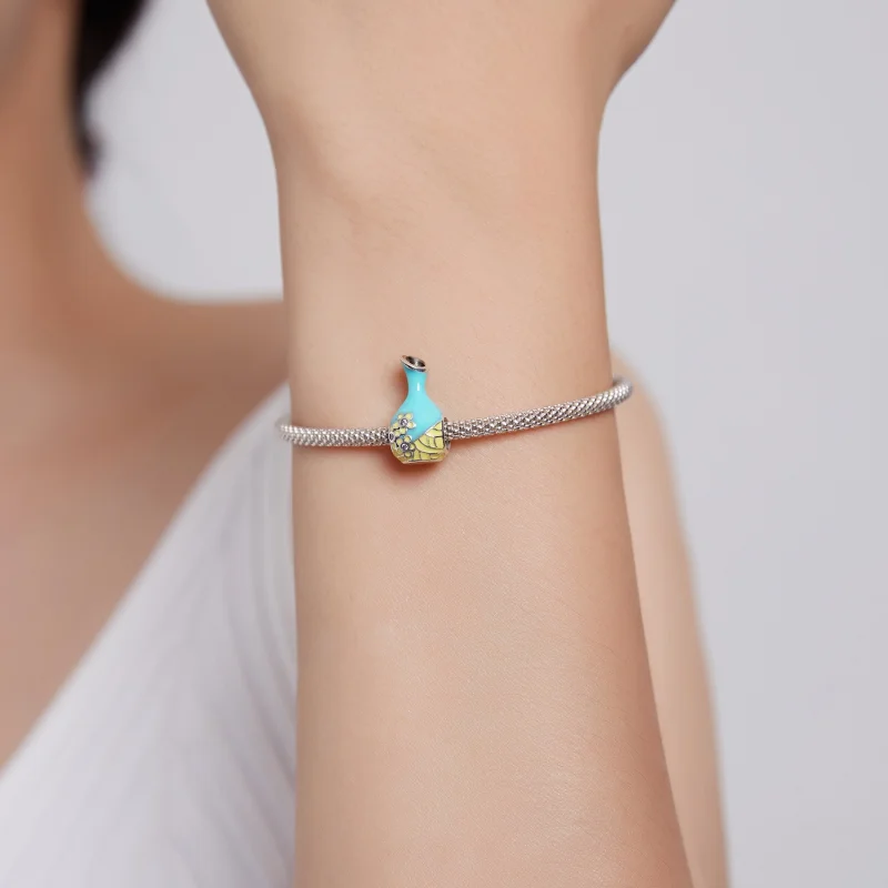 (image for) Pandora Style Mint Green Wine Bottle Charm - SCC1920 - View 5