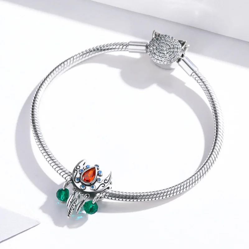 (image for) Pandora Style Moon Dream Catcher Charm - BSC452 - View 3