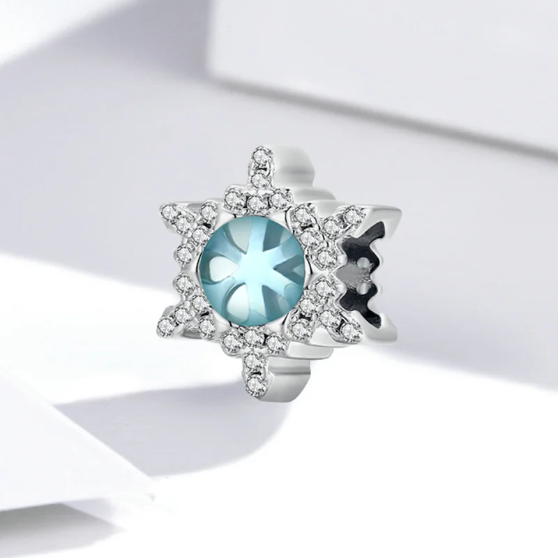 (image for) Pandora Style Moonstone Snowflake Charm - BSC512 - View 2