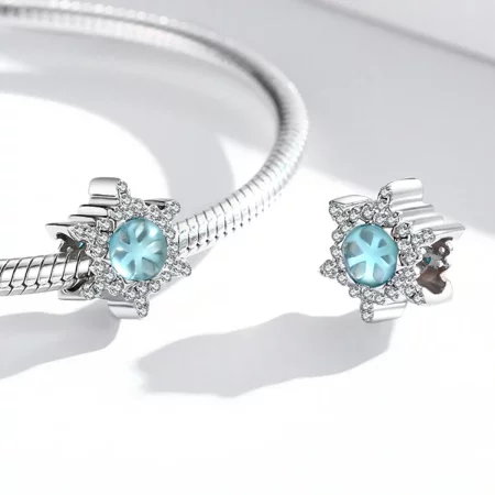 Pandora Style Moonstone Snowflake Charm - BSC512