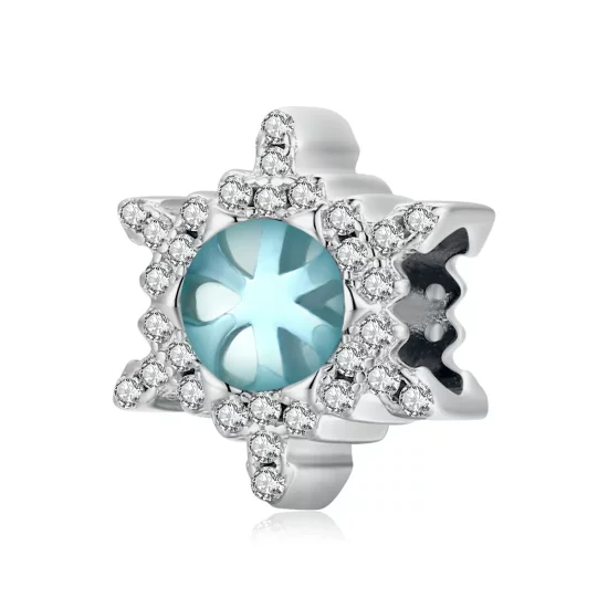 Pandora Style Moonstone Snowflake Charm - BSC512