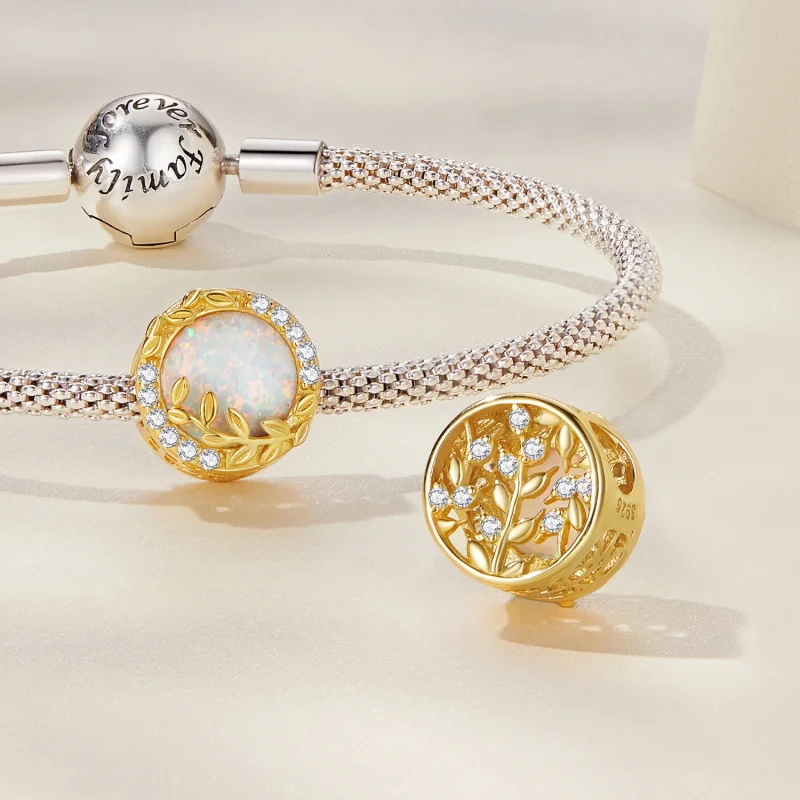 (image for) Pandora Style Opal Leaf Charm - BSC671 - View 4