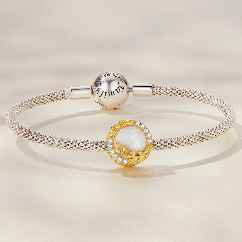 (image for) Pandora Style Opal Leaf Charm - BSC671 - View 5