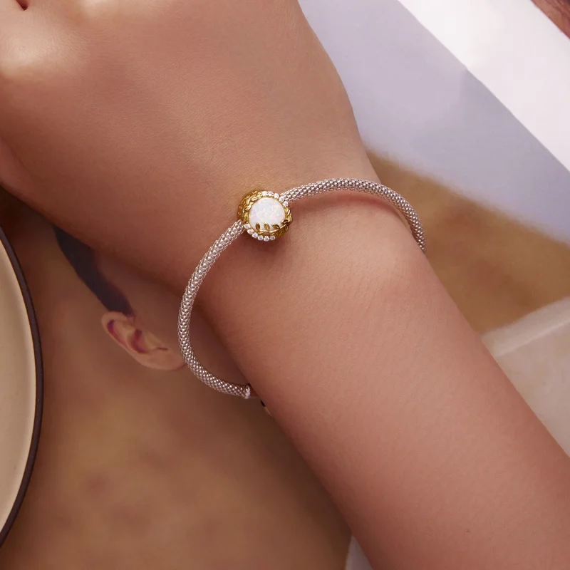 (image for) Pandora Style Opal Leaf Charm - BSC671 - View 6