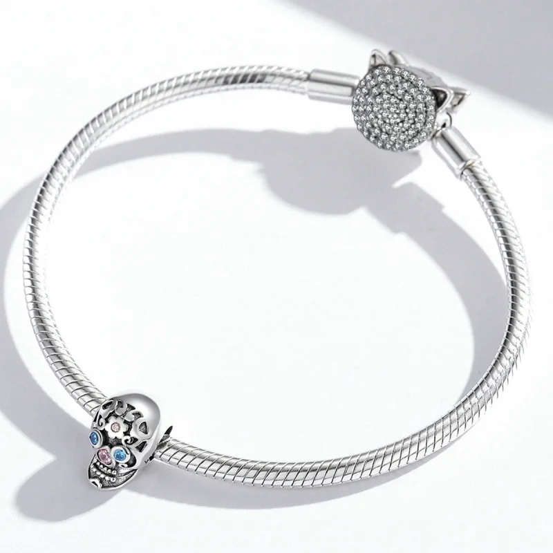 (image for) Pandora Style Openwork Skull Charm - BSC524 - View 4