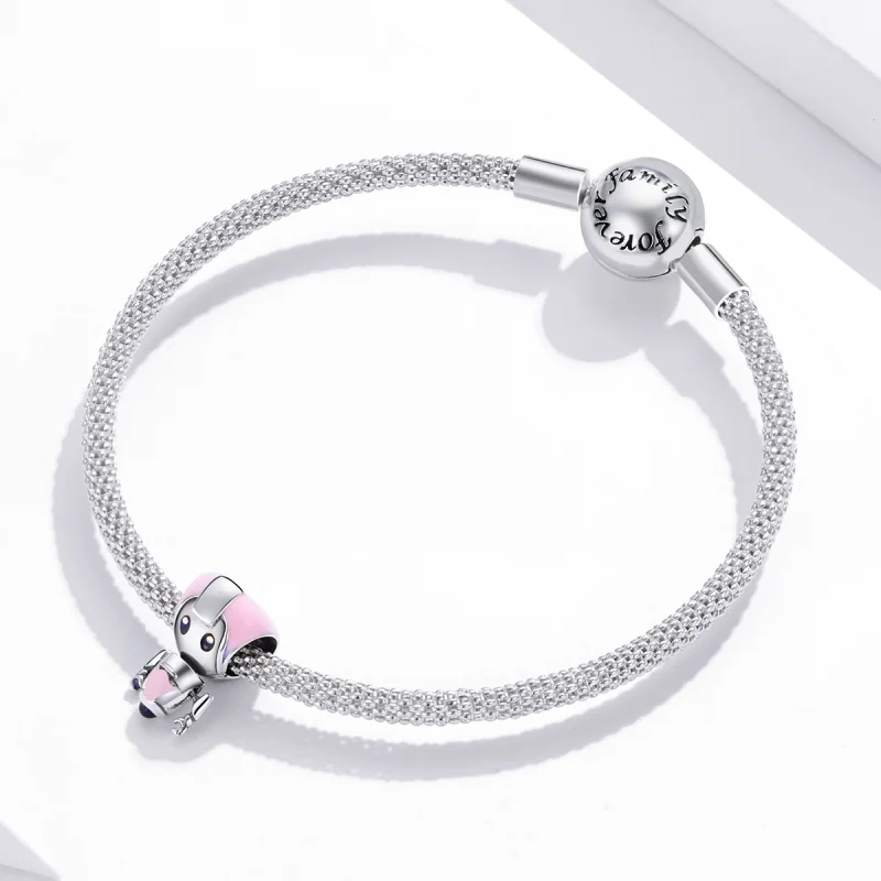 (image for) Pandora Style Pink Baby Robot Charm - SCC1774 - View 3