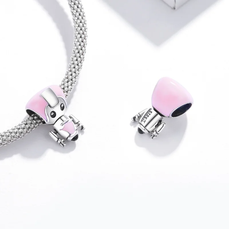 (image for) Pandora Style Pink Baby Robot Charm - SCC1774 - View 4