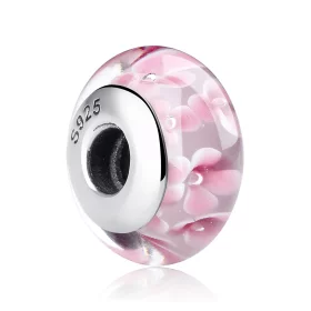 Pandora Style Pink Flowers Murano Glass Charm - SCZ008 Pandora Style Pink Flowers Murano Glass Charm - SCZ008
