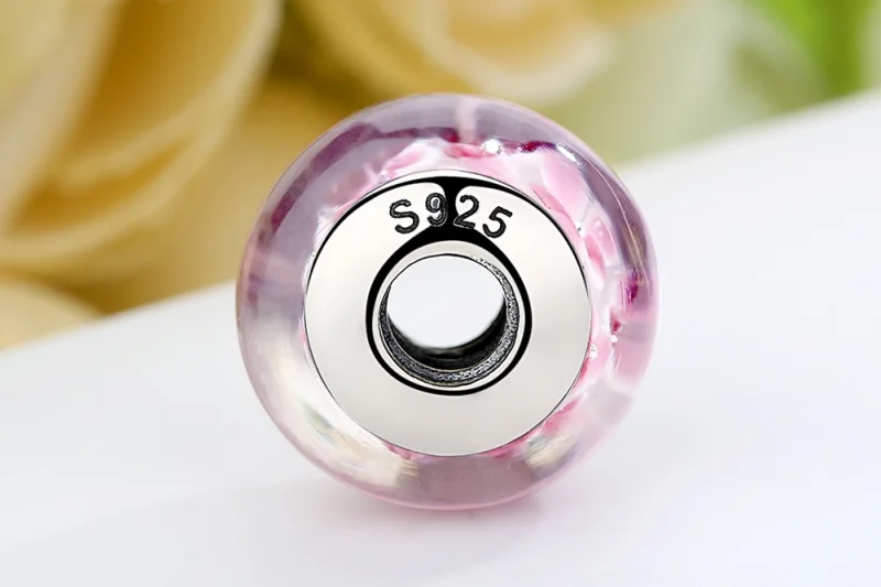 (image for) Pandora Style Pink Flowers Murano Glass Charm - SCZ008 - View 9