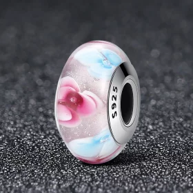 Pandora Style Pink Flowers Murano Glass Charm - SCZ056 Pandora Style Pink Flowers Murano Glass Charm - SCZ056