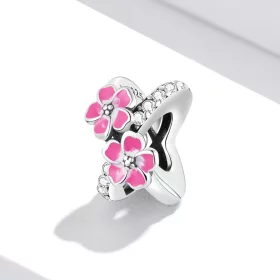 Pandora Style Pink Flowers Spacer Charm - SCC2139 Pandora Style Pink Flowers Spacer Charm - SCC2139